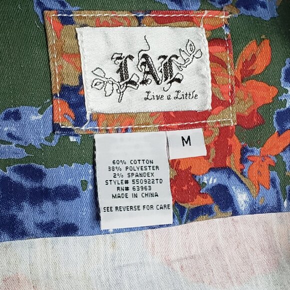NWOT LAL Live a Little Lightweight Floral Jean Denim Jacket Snap Closure Size M - Picture 10 of 13